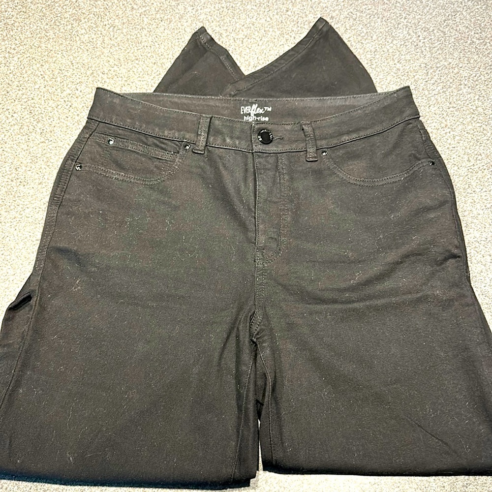 Everflex high-rise black jeans, size 14